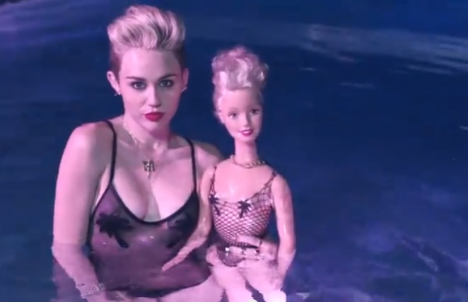 miley cyrus swimming pool doll she made out with nipples covered see through top naughty celeb